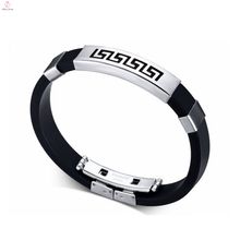 2017 silicone titanium steel rubber bracelet jewelry for men